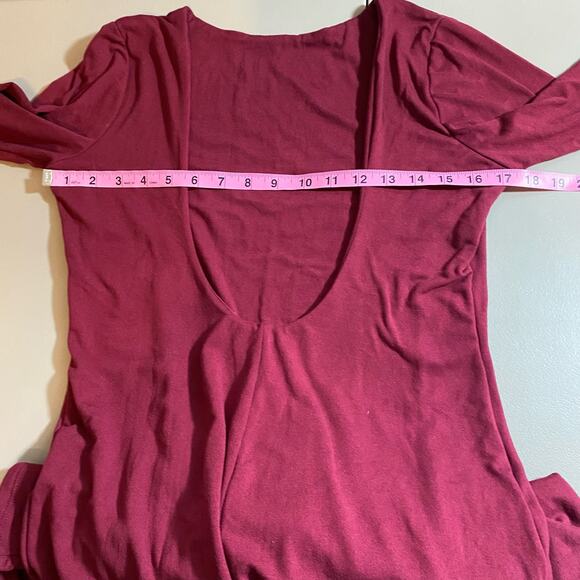 Fashion Nova Womens 1X Long Sleeve Pant Bodysuit Maroon Stretch Party - Picture 5 of 7